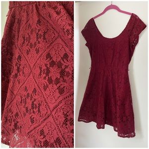 Wine Red Lace Dress